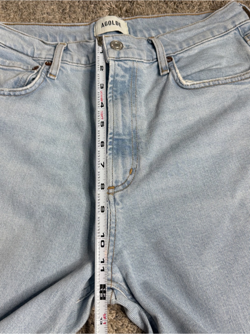 AGOLDE Ren Wide Leg Jean 29 8 light wash high rise raw hem designer stretch raw - Picture 9 of 13
